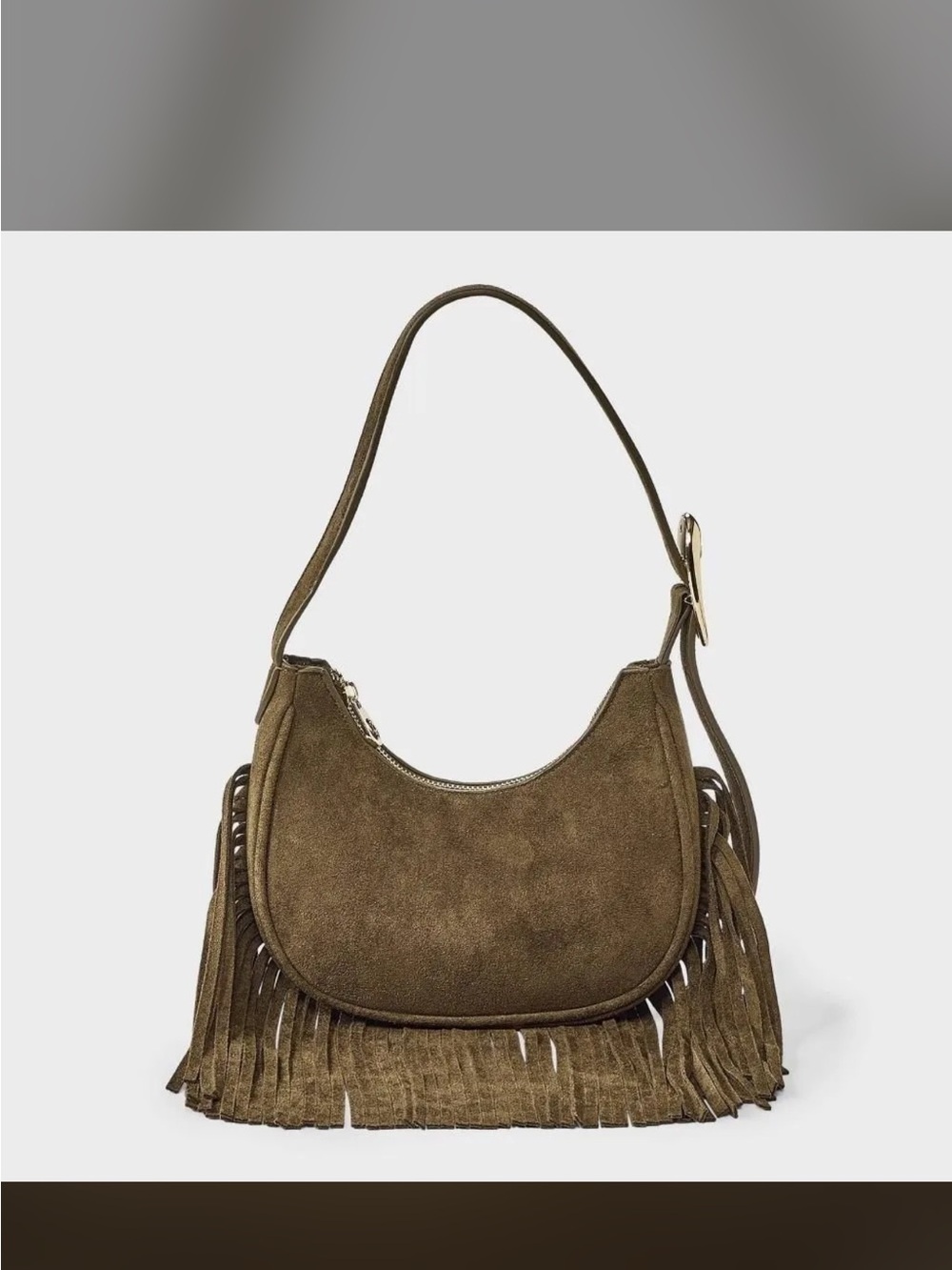 Universal Thread Olive Suede Fringe Shoulder Bag